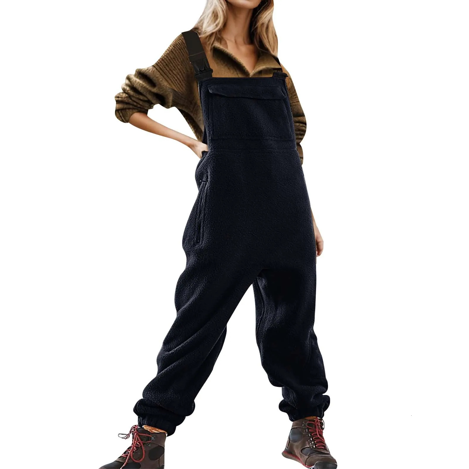 Womens wool coat one-piece bib jumpsuit with adjustable straps for warmth winter camouflage ski pants 250220