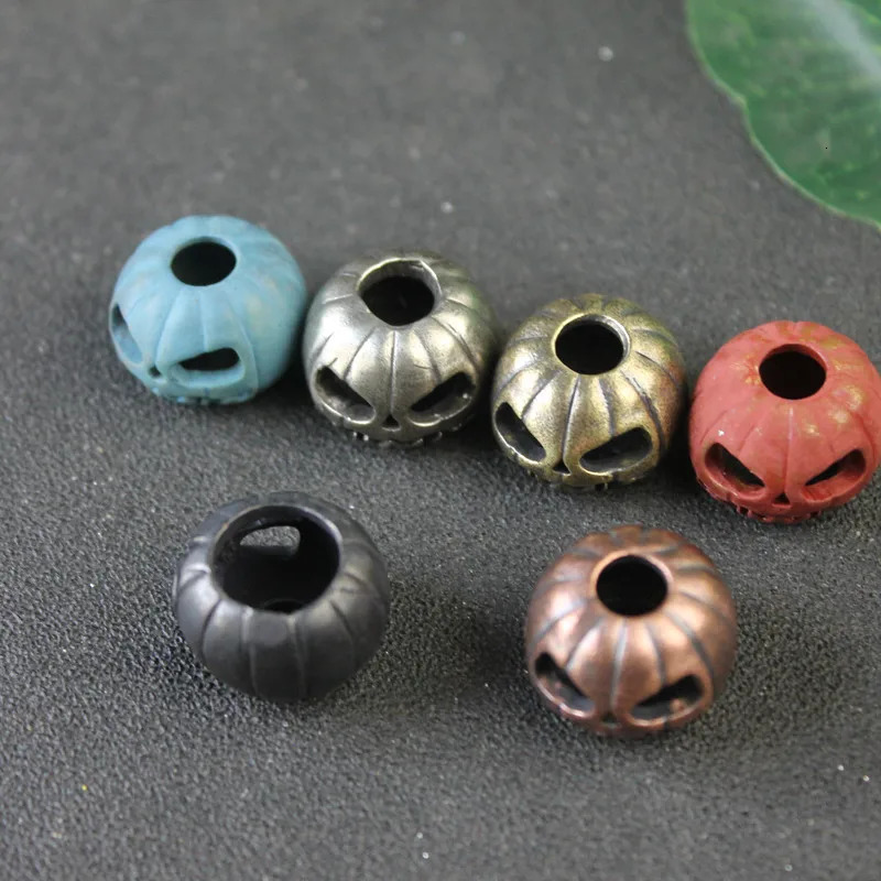 Halloween Pumpkin Skull Face Light EDC Brass Knife Bead DIY Weaving Umbrella Rope Hanging Outdoor Tool Pendant Accessories 250213