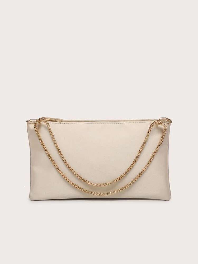 Elegant Solid Metal Chain Underarm Woman Evening Bags For Wedding And Night