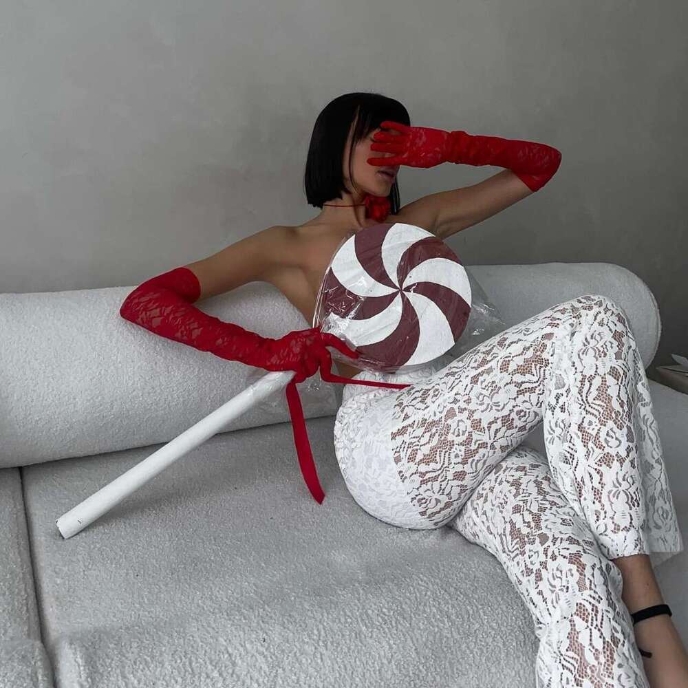 Spring European American Ins sexy hot girl high waist splicing mesh straight leg pants for women's hair collection 2025 new style chic and elegan