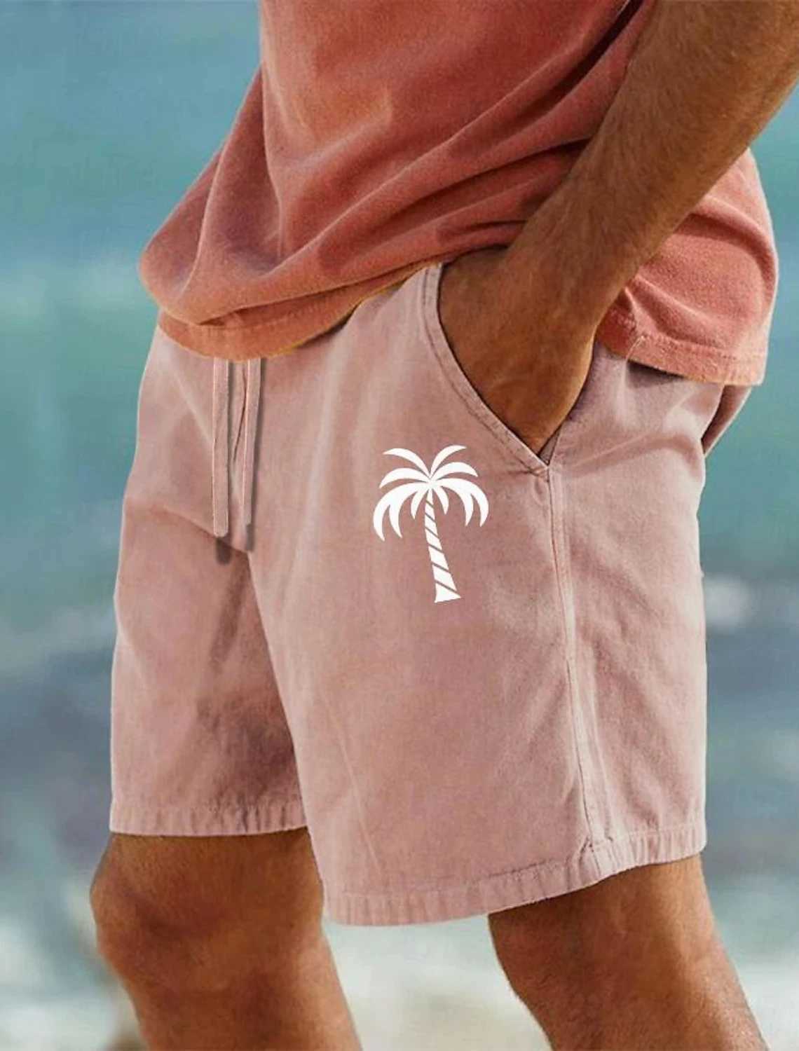 2024 Mens Coconut Tree 3D Printed Shorts Mens Summer Breathable Vintage Shorts Fitness Street Shorts Mens Clothing Mens X250220