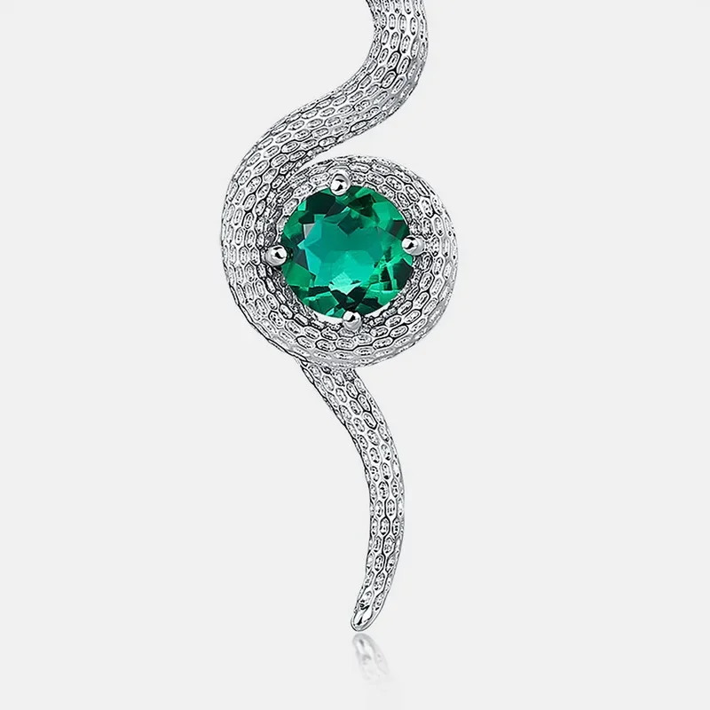 Diamond Serpentine Womens Earrings S925 Pure Silver Emerald Wrapped Snake European and American Style 250220