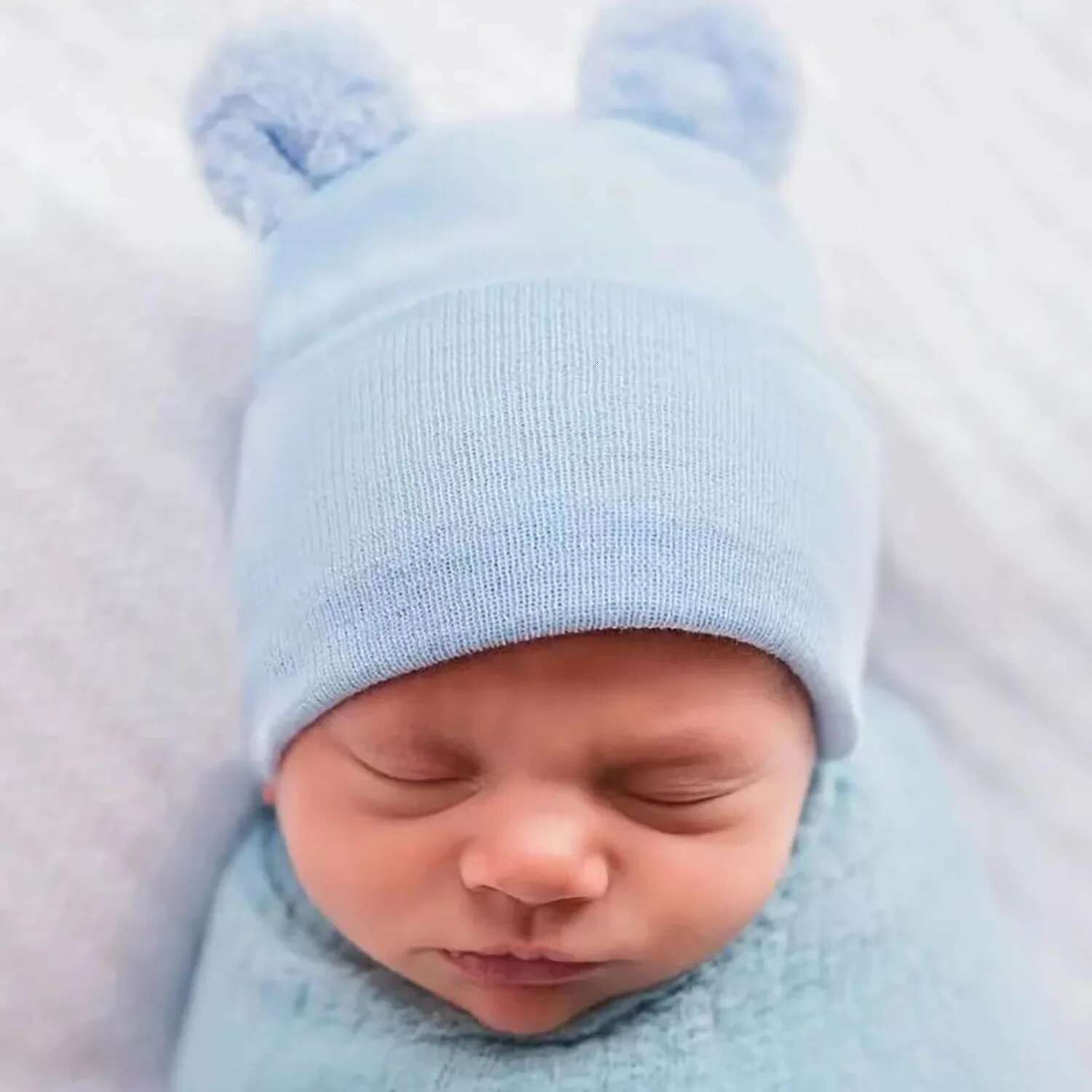 Ddmyshoesvip Newborn Cotton Striped Hat New Born Hospital Turban Beanie Baby Girls Cartoon Bear Toddler Soft Bonnet Bebes Warm Headwrap M