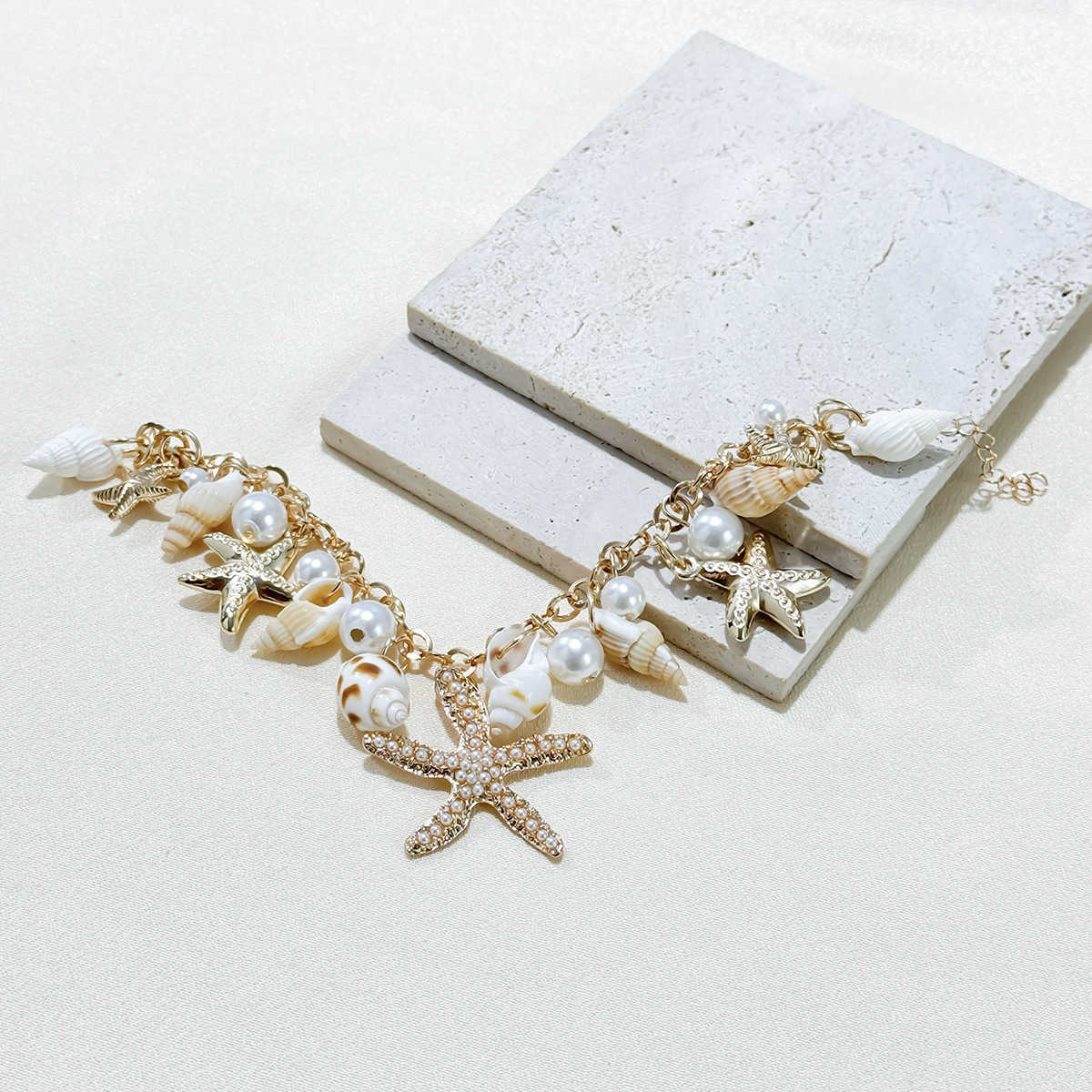 Charm Bracelets Japanese and Korean Fashion Versatile Tide Ocean Bohemian Style Bracelet Starfish Shell Bracelet H25220