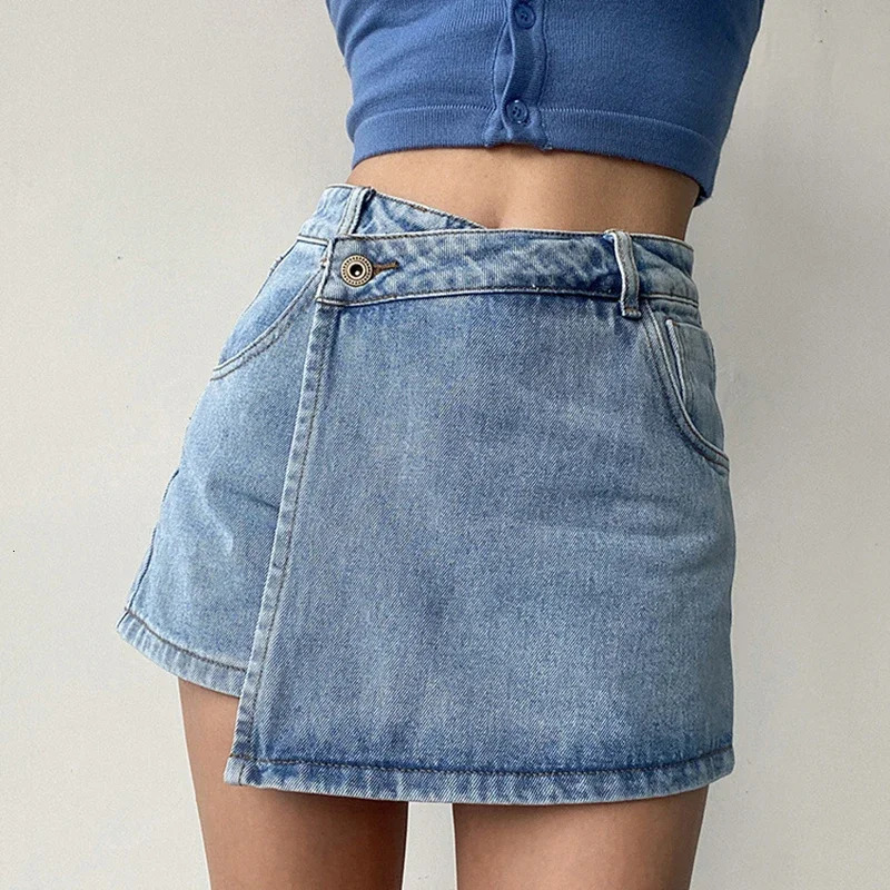 Fashion ALine Denim Shorts for Women Summer High Waist Skirt Pants Woman Slim Streetwear Jeans Blue Shorts Female 250214