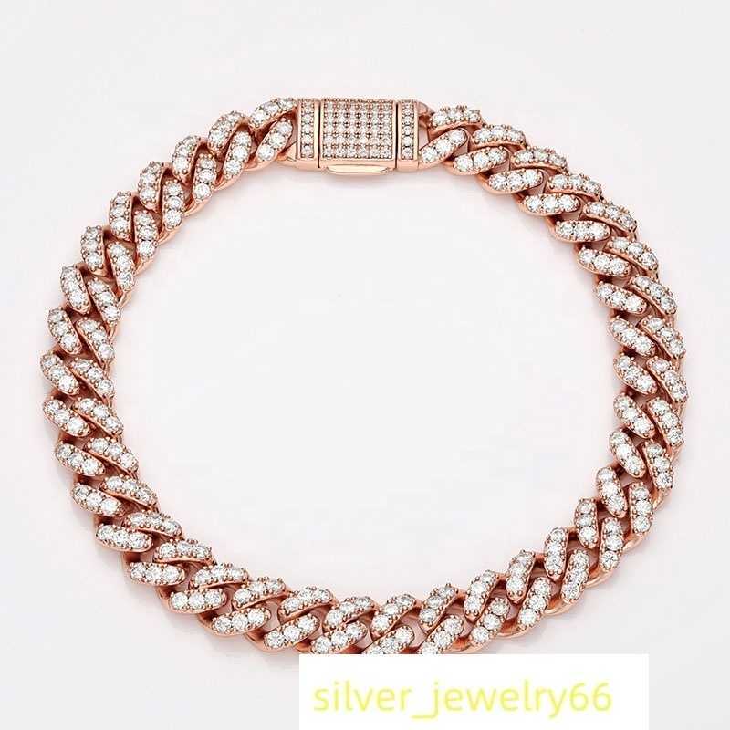 AAA GEMS 8mm Hip Hop Iced Out Diamond Cuban Link Bracelet Fine Jewelry Miami Solid Gold VVS Men Moissanite Bracelet
