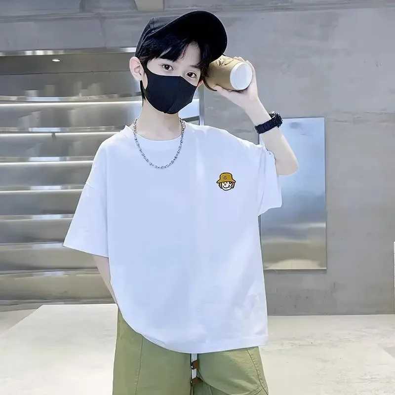 T-shirts Childrens Clothing Boys Short Sleeve T-Shirt Summer Childrens Top Big Boys Summer Cotton Summer Trend Short Sleeve H250220