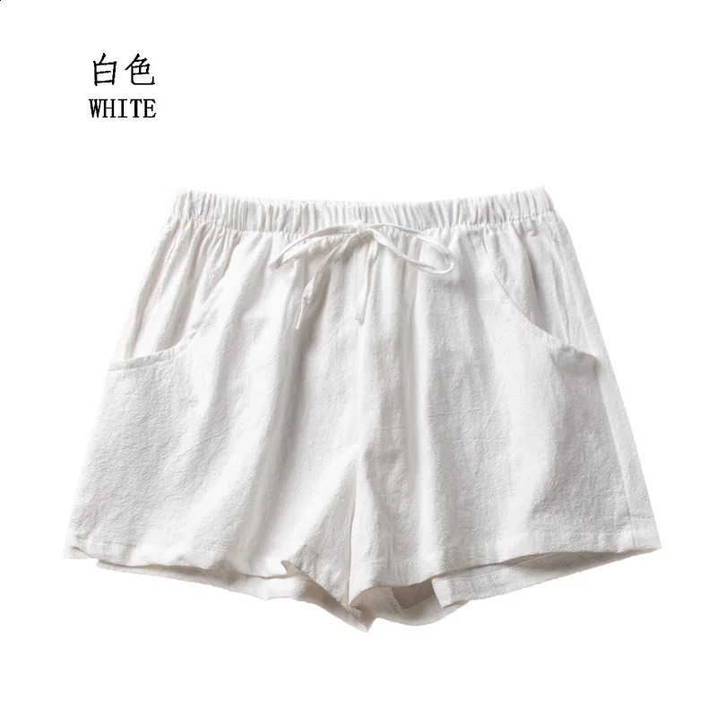Woman Linen Shorts Casual Elastic Booty Shorts for Dancing Beach Elegant High Waist Short Pants Summer 250217