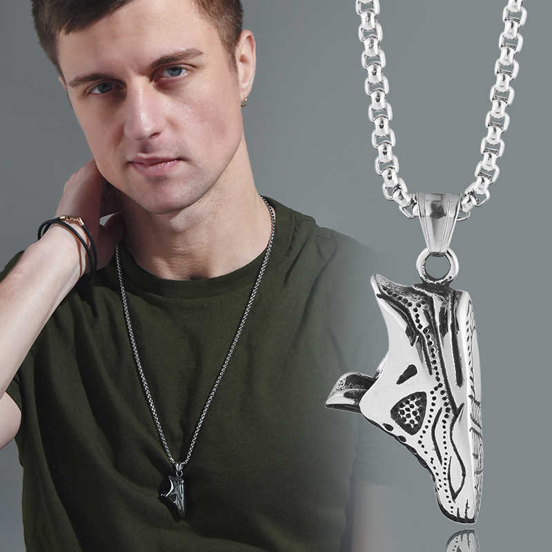 Pendant Necklaces High street style football shoes pendant mens titanium necklace basketball shoes hip-hop street net red tide womens sweater chain H2