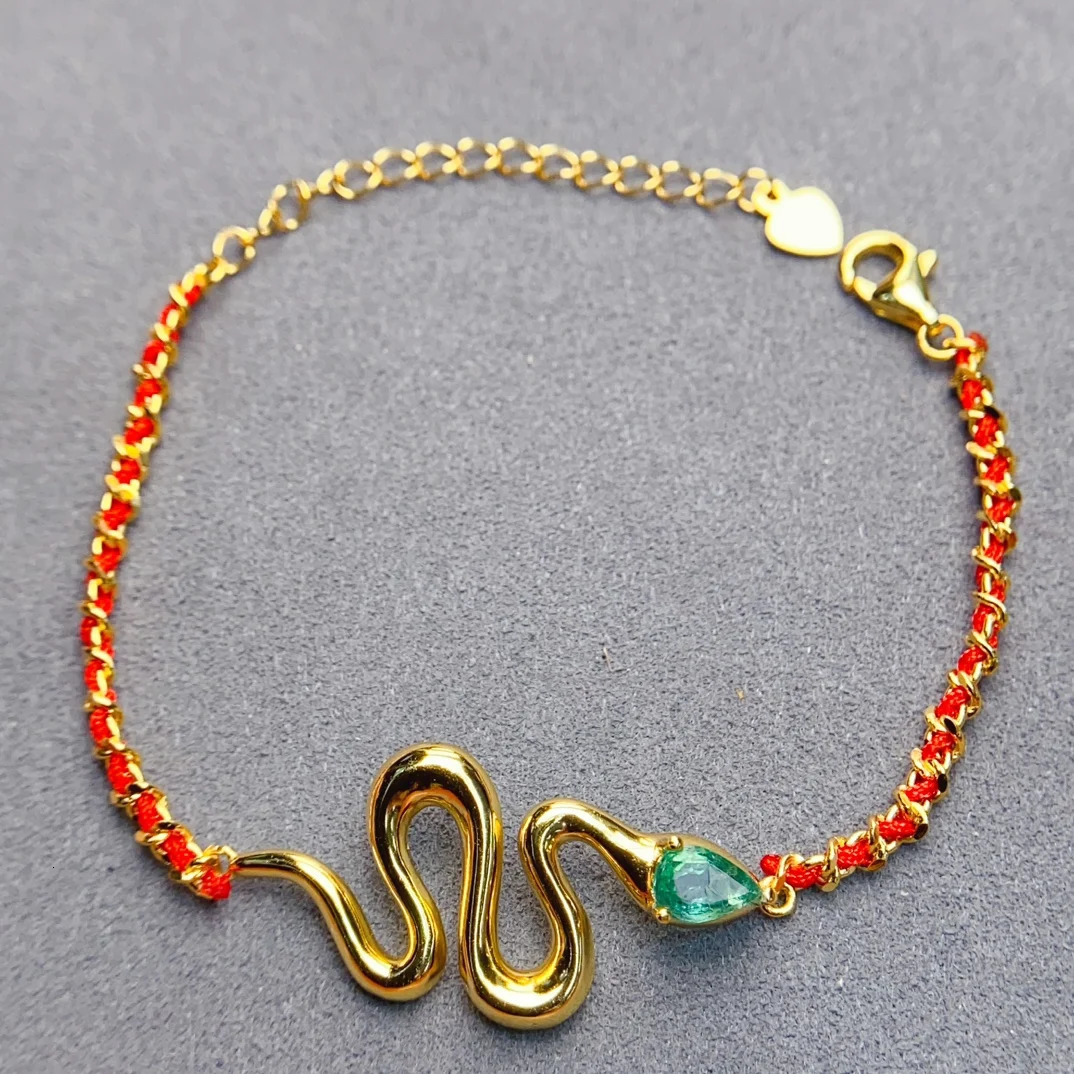 FS 4*6mm Natural Ruby/Emerald Snake S925 Sterling Silver Bracelet With Certificate Fine Charm Weddings Jewelry for Women MeiBaPJ 250220