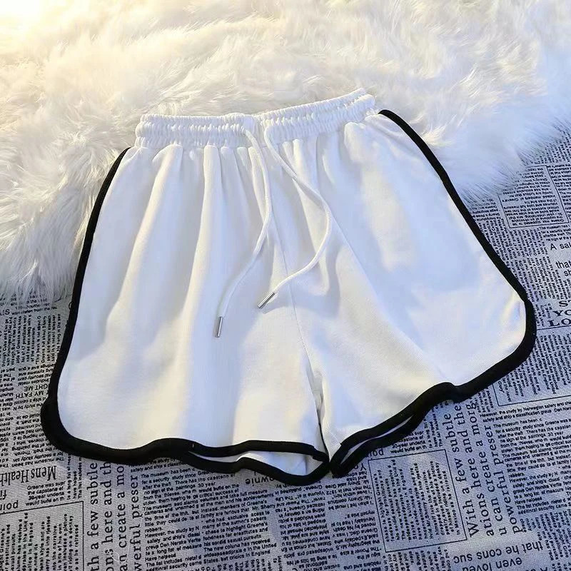 Striped Sports Shorts Women Korean Fashion Casual Mini Shorts Summer Simple Loose Wide Leg Shorts Ladies 250214