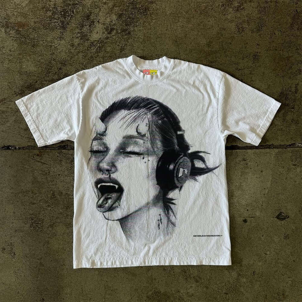 Summer y2k printed short sleeved round neck top personalized dark INS slim fit loose T-shirt