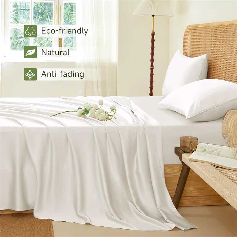 100% Silk Bed Sheet Set Luxury Mulberry Silk Bedding Sets Twin Full Double Queen King Size Fitted Sheet Flat Sheet case Y250219