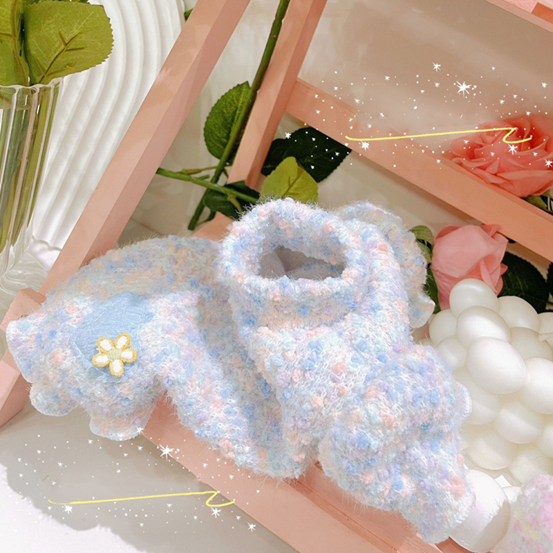 Small Cat Sweater with Candy Colored Plush Knit Fashionable Bubble Sleeve Cat Sweater Cold Weather Kitten Clothes for Ragdoll Cat, Sphinx Cat and Smal
