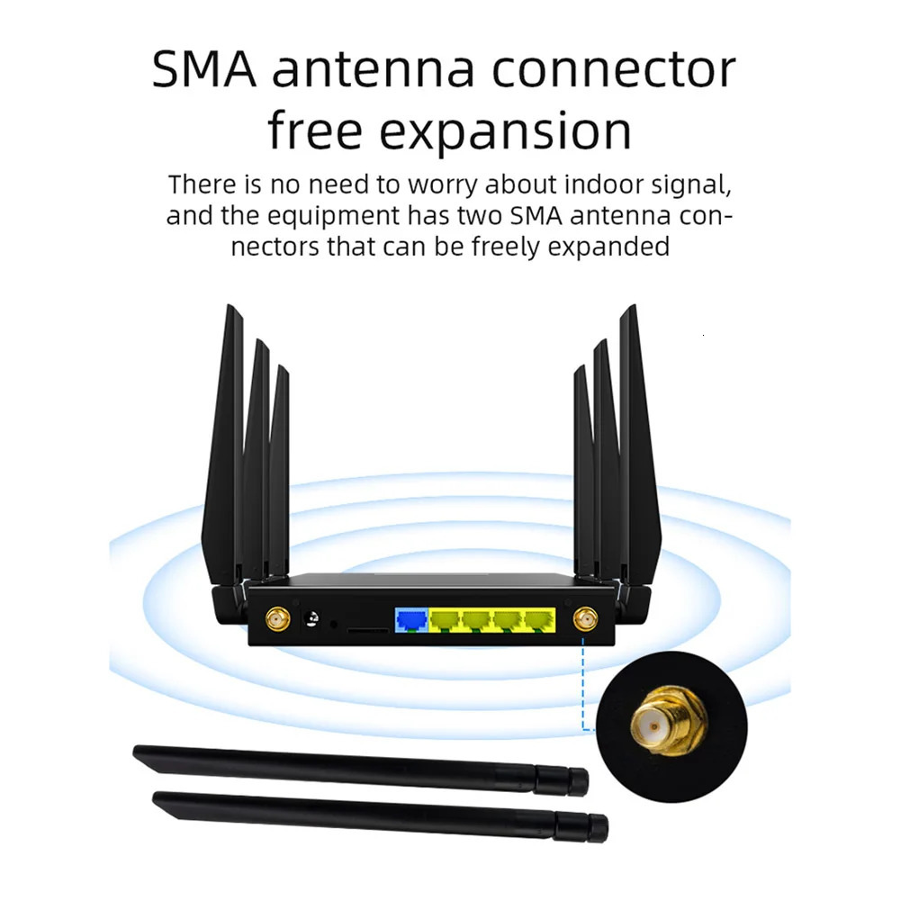 5G CPE WIFI6 Router 4LAN 1WAN Ports WIFI with SIM Card Solt Dual Band 24G58G Wireless 5dBi High Gain Antenna 250213