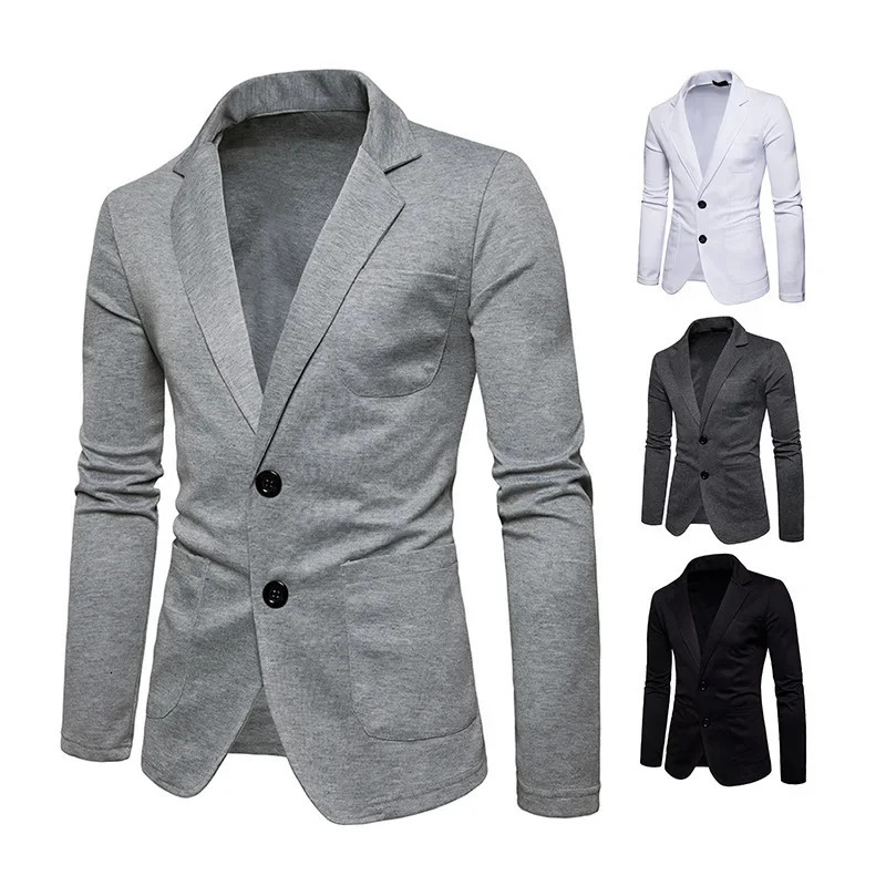 Wholesale Mens Casual Western-style Blazers Autumn Solid Color Simple Lapel Two-piece Button Single Western Jacket 250220