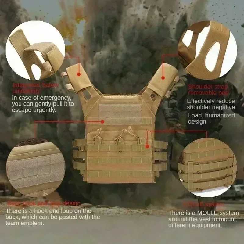 Hunting Tactical Vest Body Armor JPC Molle Plate Carrier Vest Multifunctional Outdoor Molle Training Vest Game Jungle EquipmentXJ250219