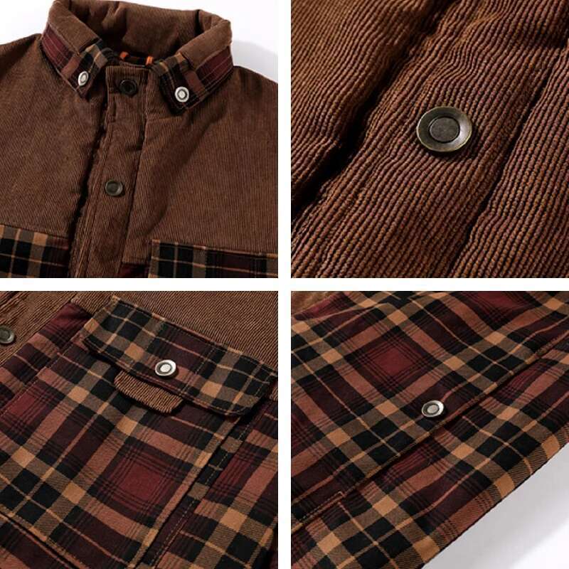 Men's Winter Jacket Polar Thick Warm Cotton Tiled Jacket Autumn Men's Casual Multi-Pockets Coat High Quality Lining Warm Jacket Man