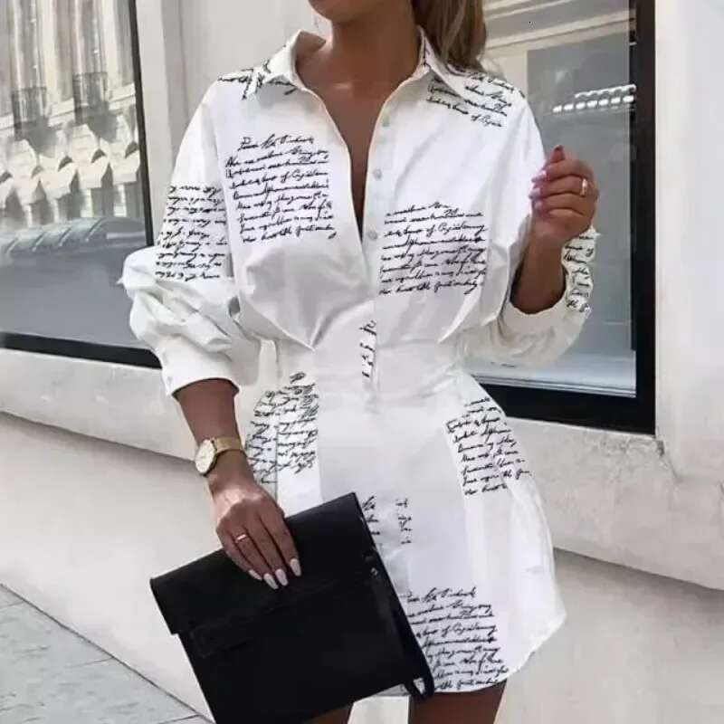 Plus Size 1Xl-5Xl Women Fashionable Printed Waistband With Lantern Sleeves Ladies Casual Blouse Long Sleeve Shirt