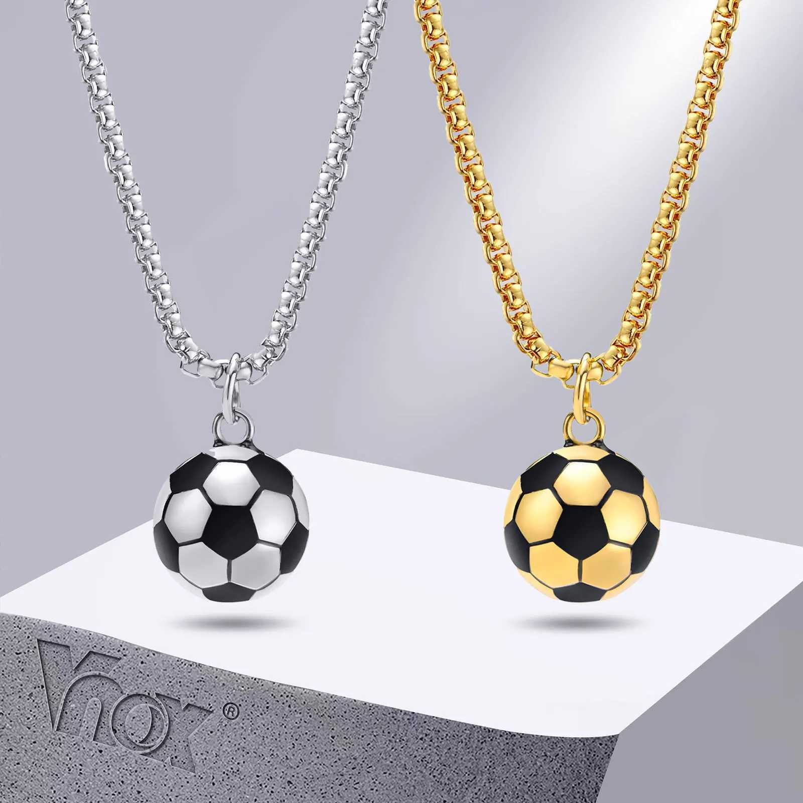 Vnox 3D Football Necklaces for Men Solid Stainl Steel Casual Scoocer Pendants Sports r Boys GiftsXJ250219