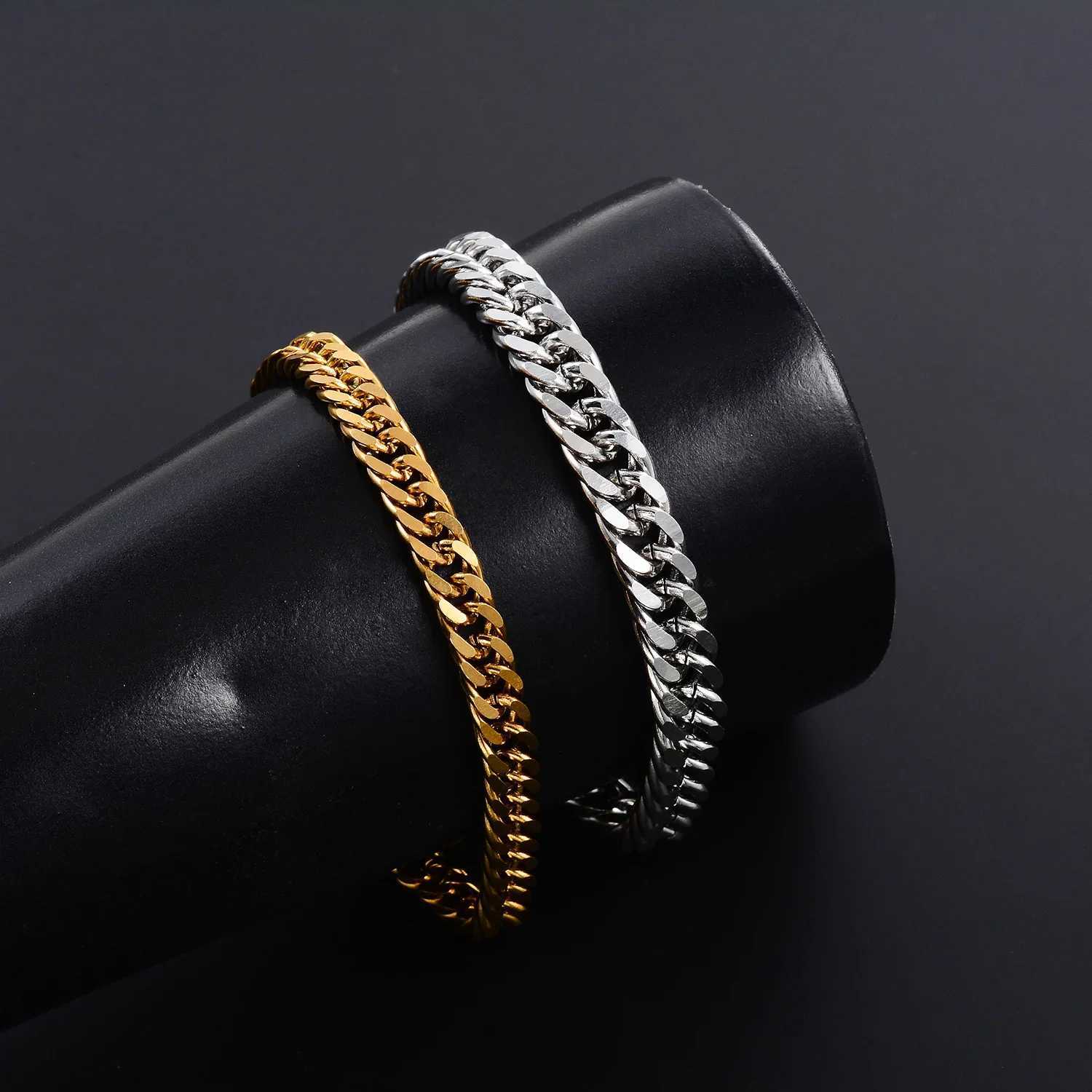 New Tren Silver Gold Color 316L Stainl Steel Cu Cuban Link Base Chain Unisex Wrist Jewelry Gifts for Men WomenXJ250219