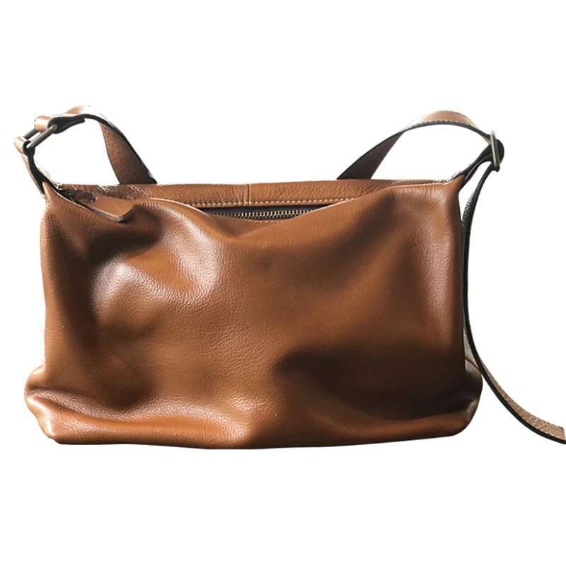 2025 New Genuine Leather Large-Capacity Shoulder Simple Leather Cowhide Messenger Travel Leisure Tote Big Bag