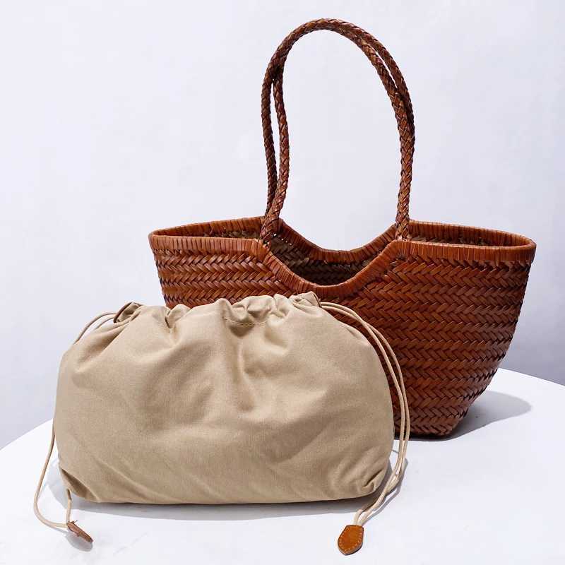 Genuine Leather Handwoven Tote Bags For Women Luxury Designer Handbag Purse 2024 New In Cowhide Braid With Inner Pocket Shoulder Z250219