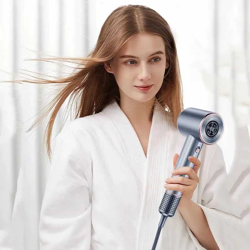 New LED Display High Speed Hair Dryer 600W High Power Negative Ions Styling Tools Blow Dryer with Nozzle Hair 220V 0V W250220