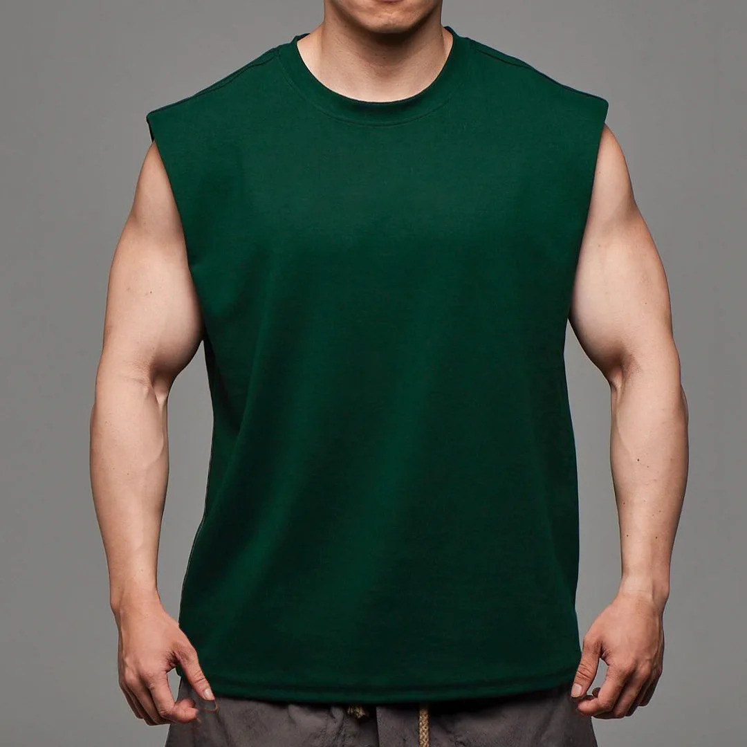 Men O-neck Tank Top Pure Color Cotton Summer Vest Gym Muscle Bodybuilding Streetwear Sleeveless Shirt Workout Fitness Sport 250219