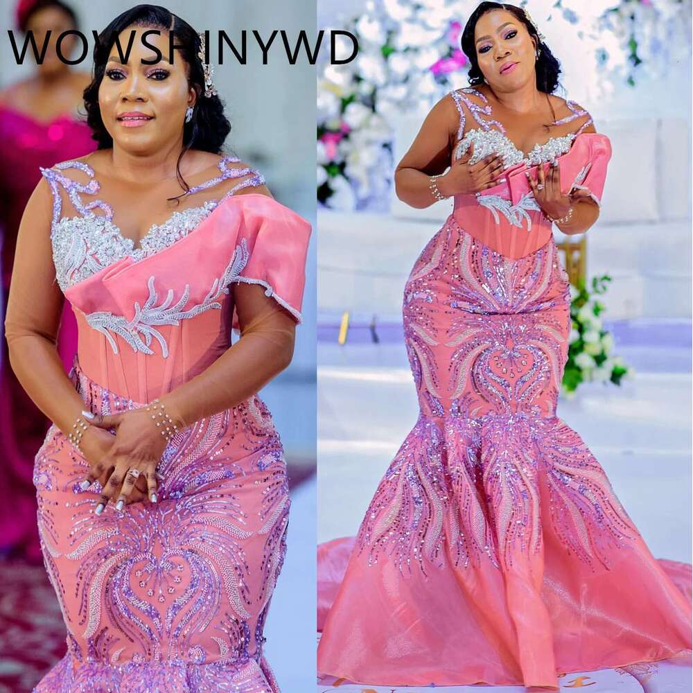 Aso Ebi Pink Mermaid Prom Beaded Crystals Evening Dresses, Formal Party, Seo Engagement, Birthday, ZJ146, 2024