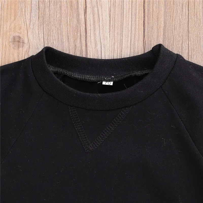 0-24Months Baby Boys Spring Autumn Clothes Sets Pullover Sweatshirt Tops Solid Black Striped Pants Trousers Baby Boys Outfits 250219