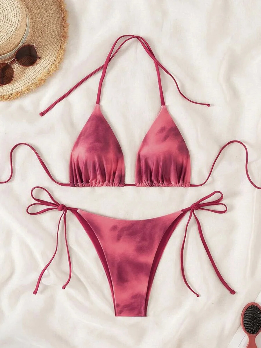 Tie Dye Bikins Mini Beaded Bikini Womens Swimsuit Womens Swimsuit Two Piece Bikini Set Strap Swimsuit 250220