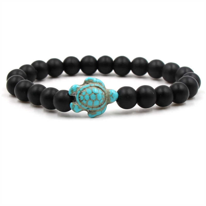Charm Bracelets 2018 New Green Turquoise tortoise volcanic Turquoise natural stone mens and womens elastic Bracelets H25220