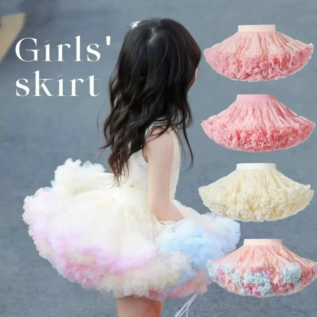 Baby Girls Tulle Tutu Skirt Ballerina Pettiskirt Fluffy Children Ballet Skirts for Party Dance Princess Girl Tulle Clothes 1-8T 250220