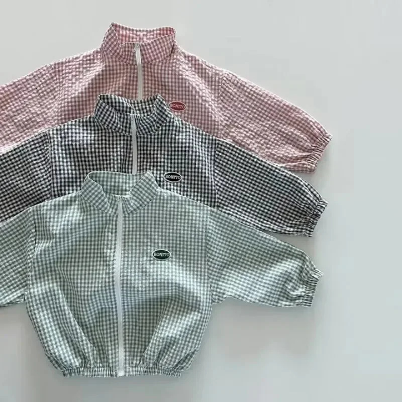 2024 Autumn Boys Plaid Clothes Set Children Sports Wear Boys Spring Long Sleeve Zipper Jacket Shorts Thin Baby Sunshine Sets 250220