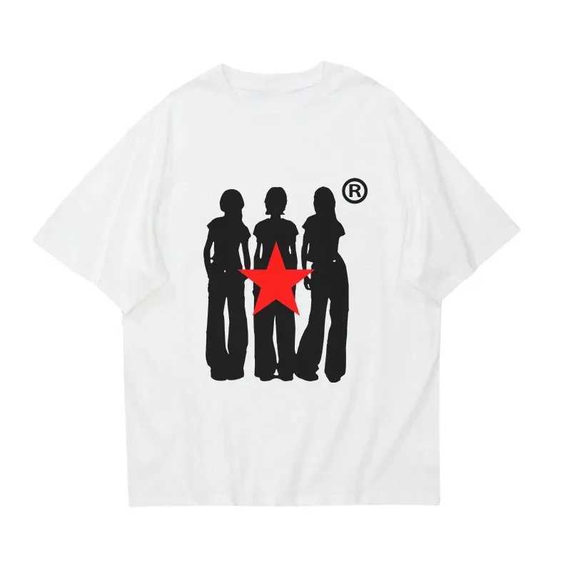 T-shirts Y2K Womens Cotton T-Shirt Street Harajuku Aesthetic Flat Print Casual Short Sleeve T-Shirt Vintage Hiphop Loose Top Punk Goth H250220