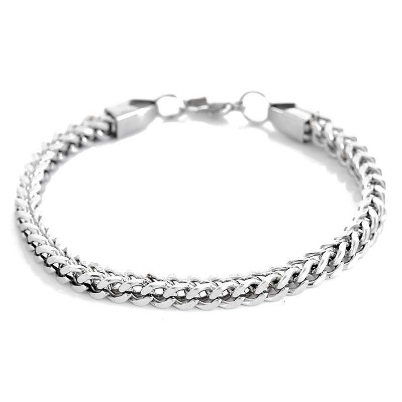 Charm Bracelets Hip hop stainless steel front and back mens bracelet simple domineering punk high-end Cuban bracelet trend H25220