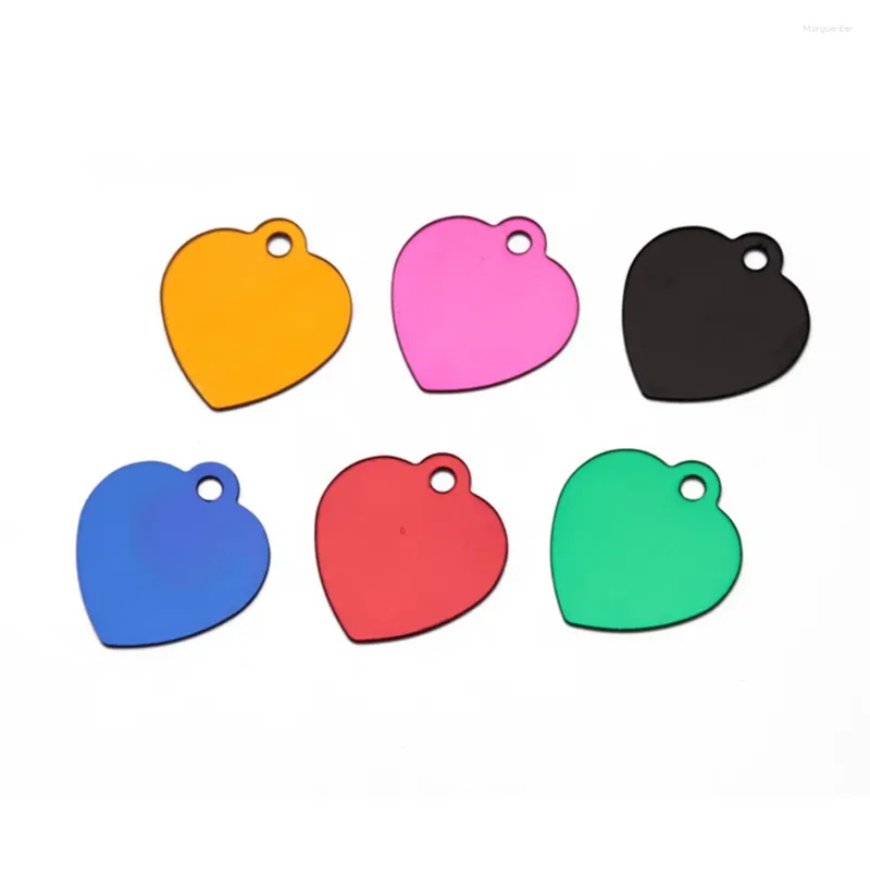 Dog Tag 50 Pcs/Lot Pet ID Tags Colorful Heart Shape Anodized Aluminum Stamping Blanks Discs For Craft Pendant
