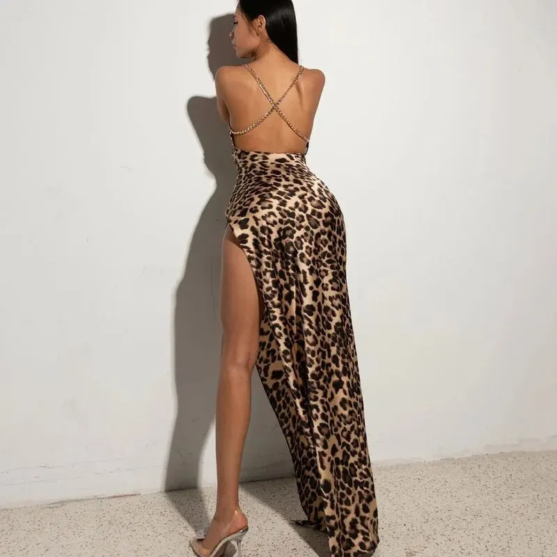 Hawthaw Women Sexy Party Club Evening Streetwear Bodycon Leopard Long Dress Summer Clothes Wholesale Items For Business 250319