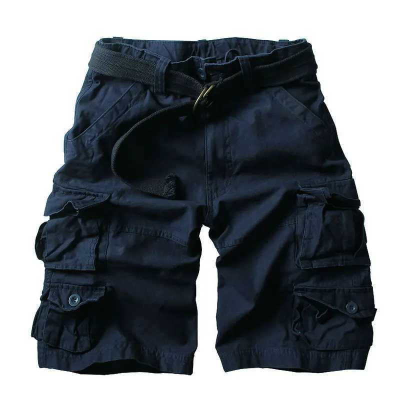High Quality Camouflage Cotton Cargo Shorts For Men Summer Multi Pocket Military Knee Length Casual Mens shorts ( Free Belt ) X250220