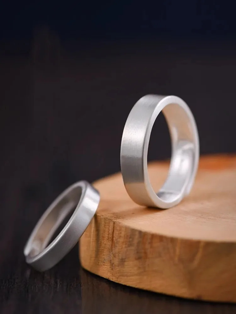 Lovers Fine Jewelry 999 Sterling Silver Ring Women Men Adjustable Vintage Classic Plain Ring Couple Rings 250213