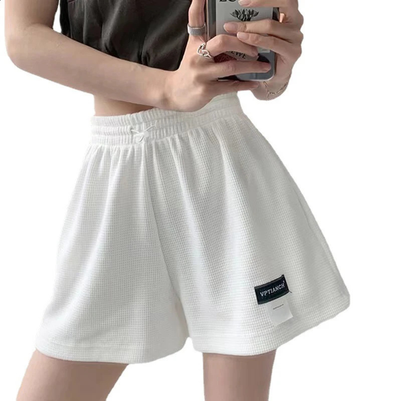 Summer Shorts Women Elasticity Letter Label High Waisted Sports Shorts Harajuku Simple Solid Colory Loose Shorts 250217