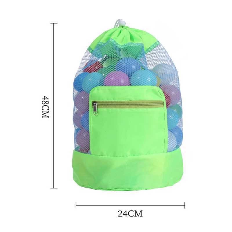 Beach Storage Pouch Tote Bag Kids Foldable Beach Mesh Bag Large Capacity Travel Toy Organizer Net Portable Storage Backpack Z250219