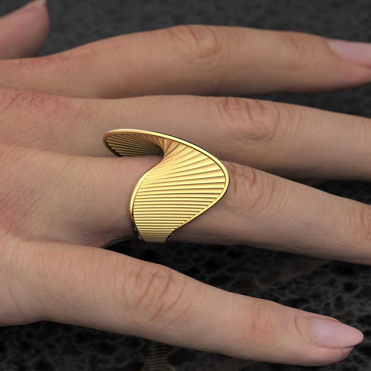 Uworld 316L Stainless Steel Irregar Ring Statement Metal Golden Finger Geetric Ring Minimalist Jewelry Bijoux Femme New X250220