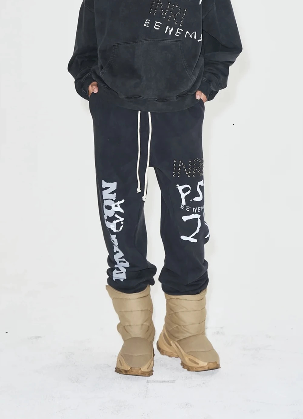 Yao888 Casual Fashion RRR123 Vintage Pants Loose Streetwear Drawstring Gym Sweatpants Y2k Unisex Trousers For Men 250220