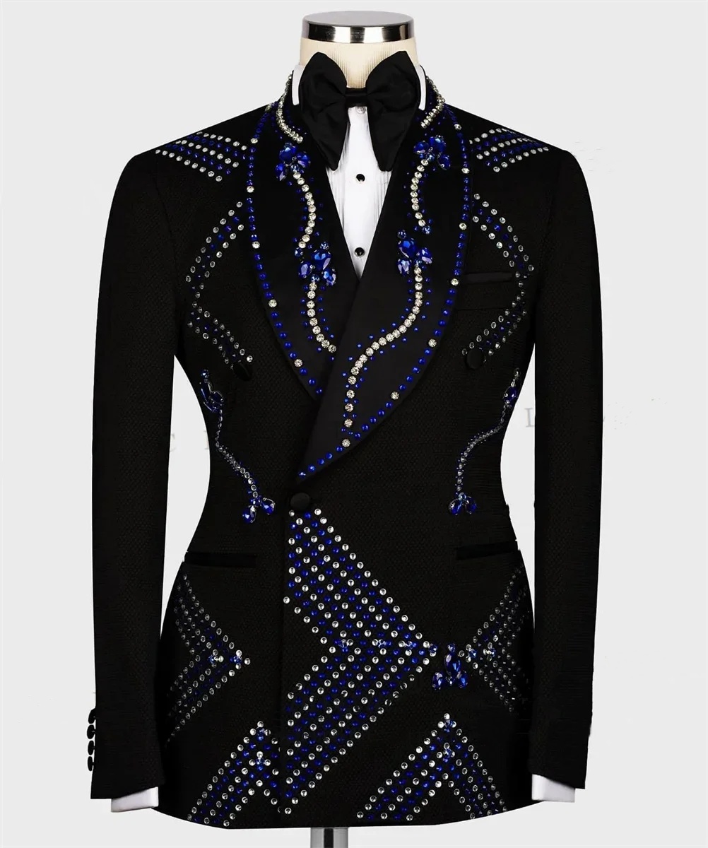 Fashion Men's Suit Rhinestone Beading Shawl Lapel Blazer One Piece Crystal Coat One Button Prom Formal Occasion Customized Only Jacket