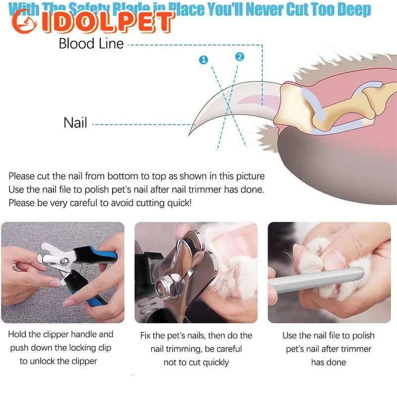 Professional Stainless Steel Pet Nail Clipper with Safety Guard for Cat and Dog Claw Grooming Adjustable size Supplies