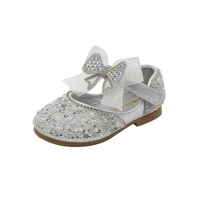 Rhinestone Sequins Girls Princess Shoes Children Party Shoes Student Spring Autumn New Flats Kids Performance Shoes H125 X250220