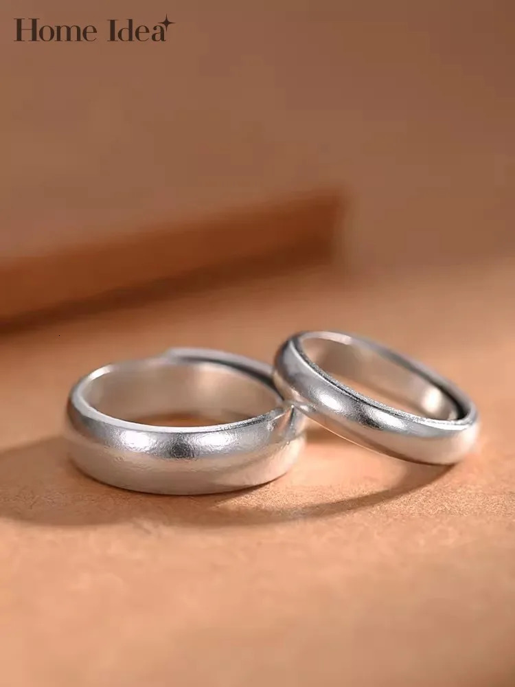 Lovers Ring 999 Sterling Silver Vintage Plain Ring Men Women Adjustable Pure Silver Fine Jewelry Rings 250213