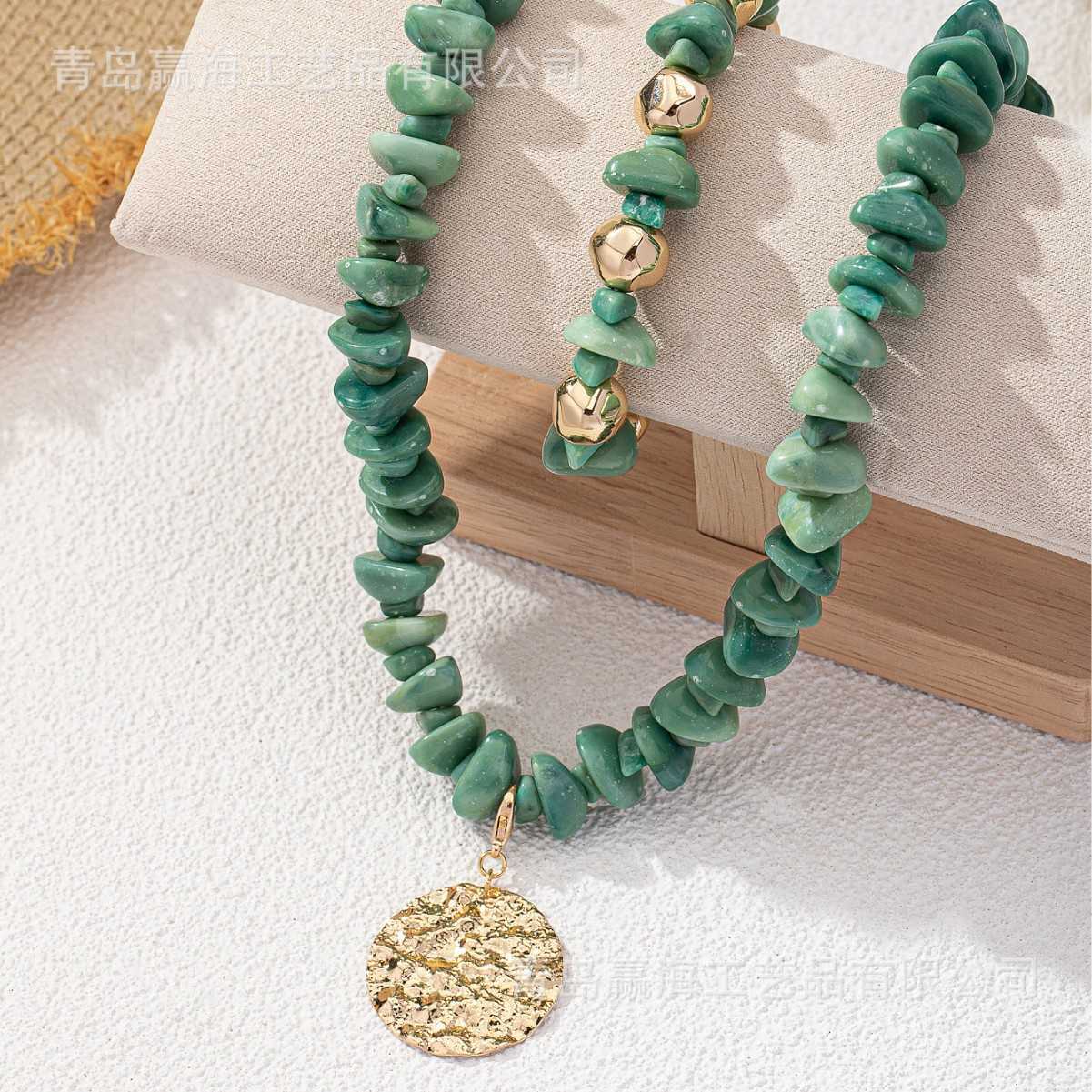 Charm Bracelets Bohemian Funko Cute Turquoise Acrylic Jewelry Set Necklace and Earrings Qingdao Jewelry H25220